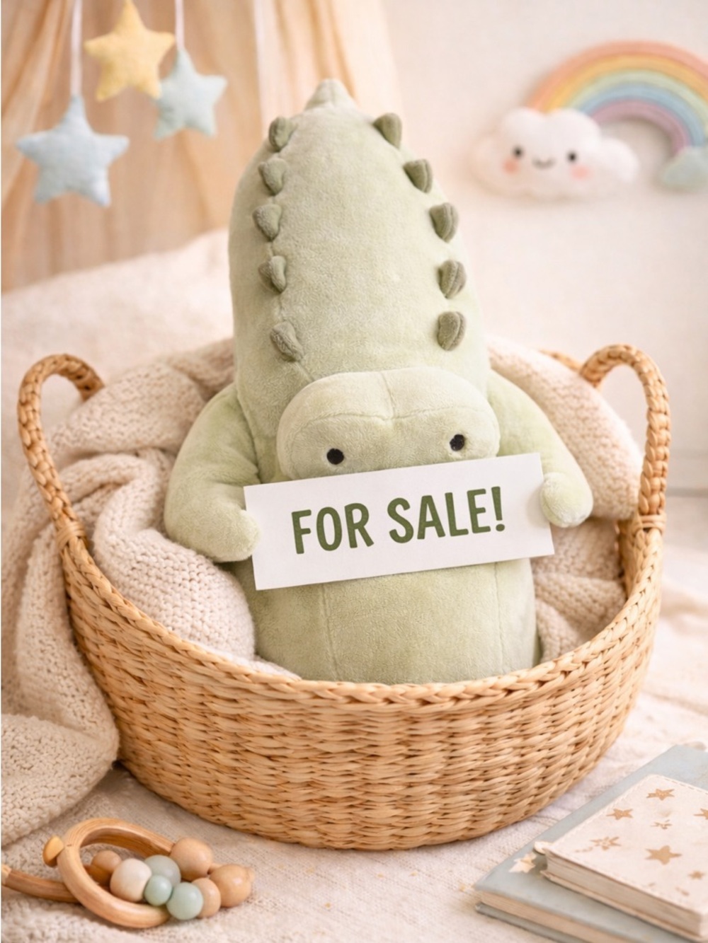Pillowfort Weighted Mint Green Plush Crocodile Toy